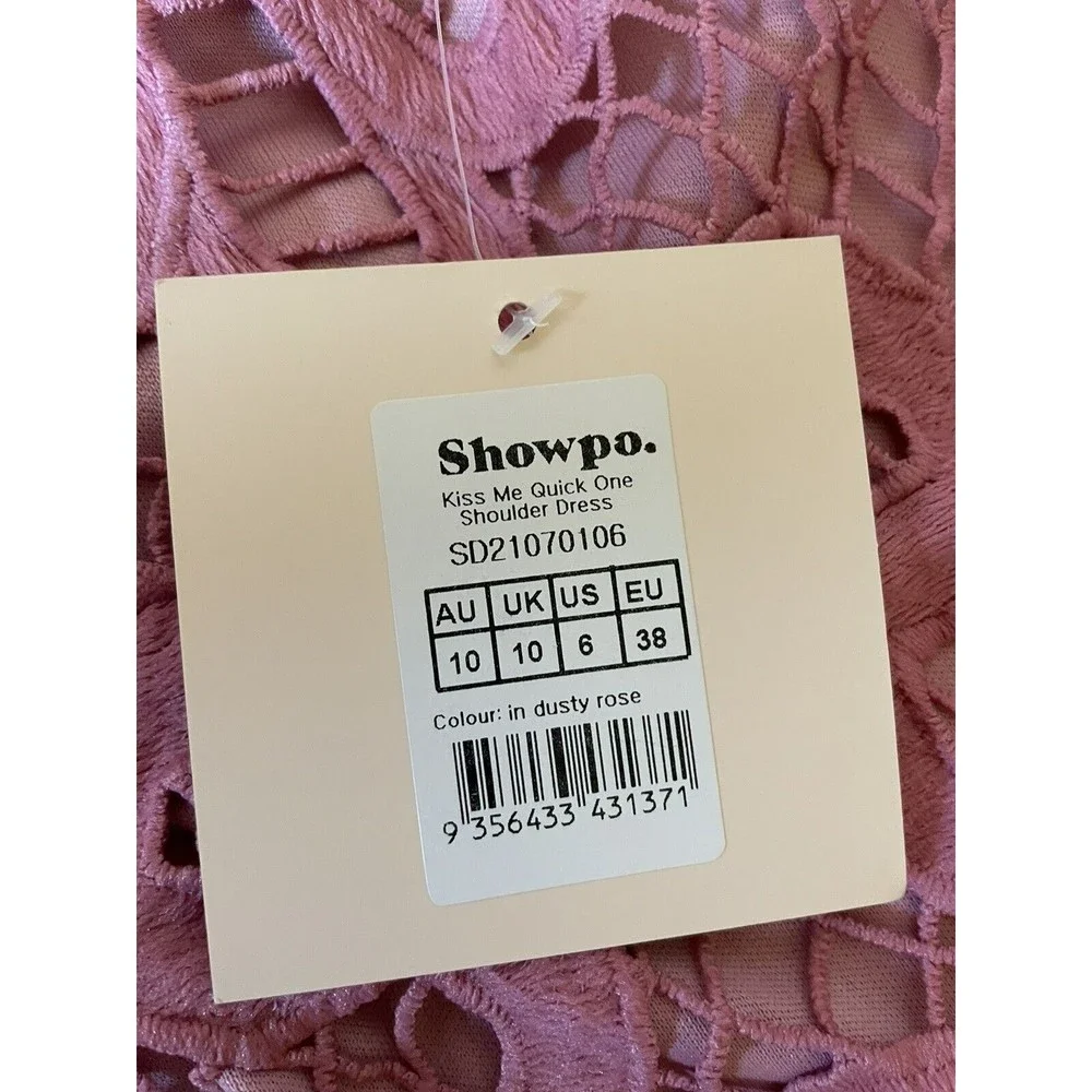 NWT Showpo. Kiss Me Quick One Shoulder Dress Size 6 Dusty Rose - Picture 8 of 14